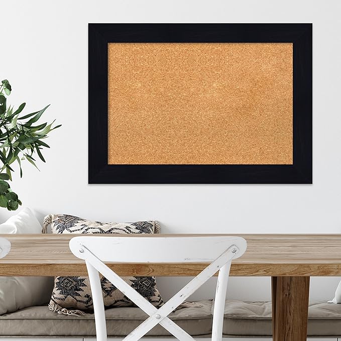 Amanti Art Natural Cork Board for Wall, 20x28 Vision Board with Blue Wood Frame, Medium Corkboard Office Decor for Home Organization, Country Rustic Corkboard Pinboard to Display Items for Home