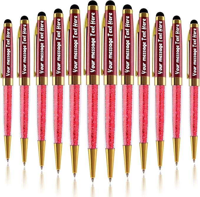 Personalized Gift Ballpoint Pens with Stylus - Custom Engraved Name Or Message Pens for Business, Teachers, and Students. Ideal Gift for Graduations, Promotions 12pcs/Pack