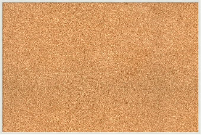 Amanti Art Natural Cork Board for Wall, 25x37 Vision Board with White Frame, Large Corkboard Office Decor for Home Organization, Modern Corkboard Pinboard to Display Items for Home Organization in