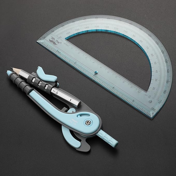 Mr. Pen- Compass and Protractor Set, Sky Blue, Compass Geometry Tool, Protractor and Compass Set, Compass Drawing Tool, Drawing Compass, Geometry Compass, Back to School Supplies