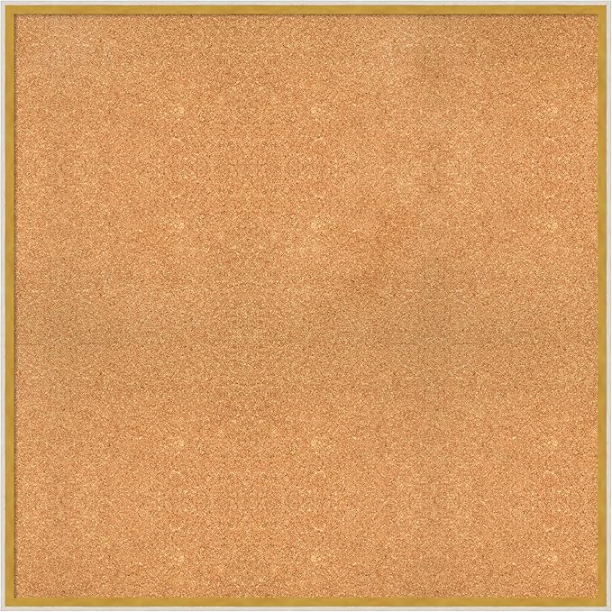 Amanti Art Natural Cork Board for Wall, 35x35 Vision Board with White Frame, Oversize Corkboard Office Decor for Home Organization, Modern Corkboard Pinboard to Display Items for Home Organization in