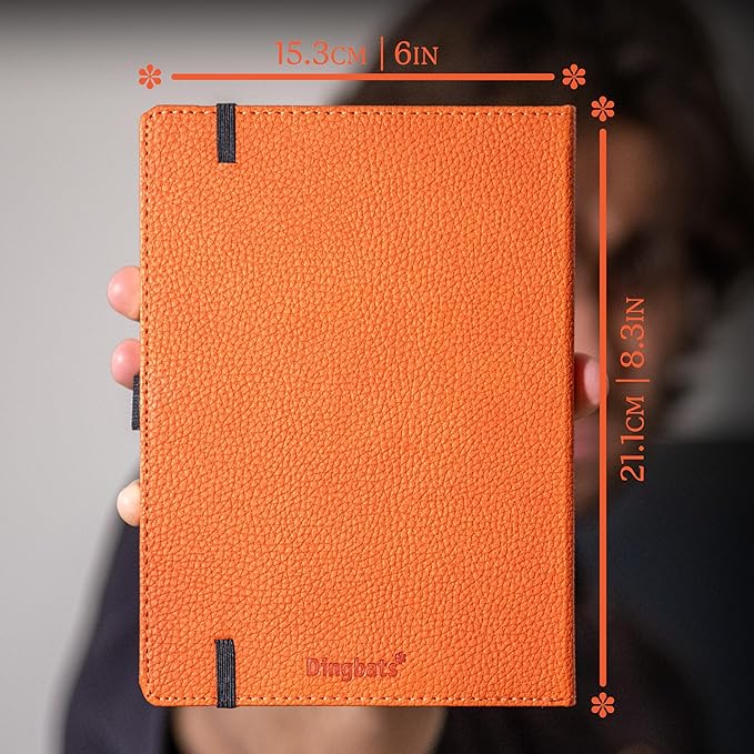 Dingbats* Wildlife Dotted Writing Journal Notebook A5 - Vegan Leather Hardcover - Ideal for Work, Travel - Pocket, Elastic Closure, & Bookmark