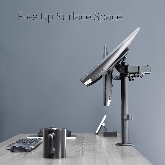 VIVO Dual Monitor Desk Mount, Holds 2 Computer Screens up to 30 inches and 22lbs Each, Heavy Duty Fully Adjustable Steel Stand with C-Clamp and Grommet, Black, STAND-V002