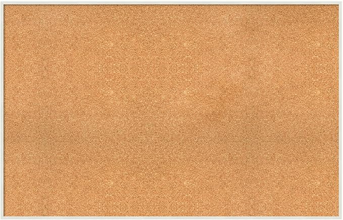 Amanti Art Natural Cork Board for Wall, 29x45 Vision Board with White Frame, Oversize Corkboard Office Decor for Home Organization, Modern Corkboard Pinboard to Display Items for Home Organization in