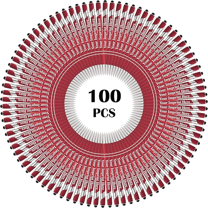 Up to 500 Pcs Custom Pens Bulk | Rainbow of Colors | Soft-Touch Metal Black Ink Personalized with Name or Message (Red, 100 pcs)