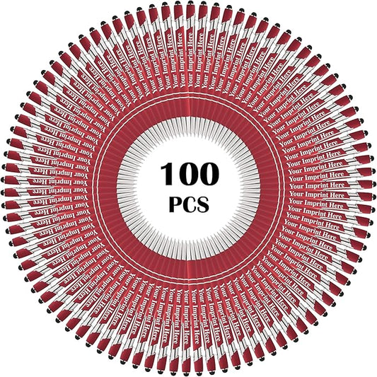 Up to 500 Pcs Custom Pens Bulk | Rainbow of Colors | Soft-Touch Metal Black Ink Personalized with Name or Message (Red, 100 pcs)