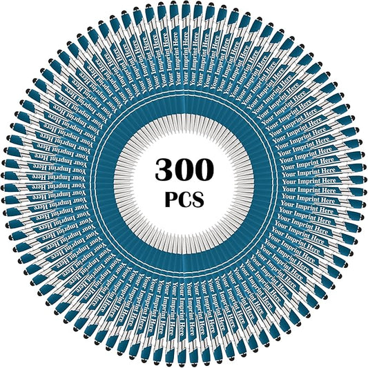 Up to 500 Pcs Custom Pens Bulk | Rainbow of Colors | Soft-Touch Metal Black Ink Personalized with Name or Message (Light Blue, 300 pcs)