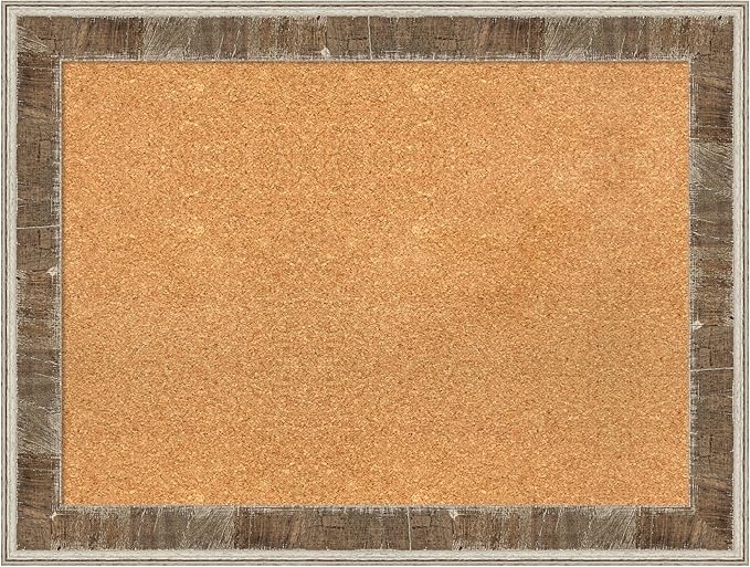 Amanti Art Natural Cork Board for Wall, 25x33 Vision Board with Brown Wood Frame, Medium Corkboard Office Decor for Home Organization, Rustic Farmhouse Corkboard Pinboard to display items for home