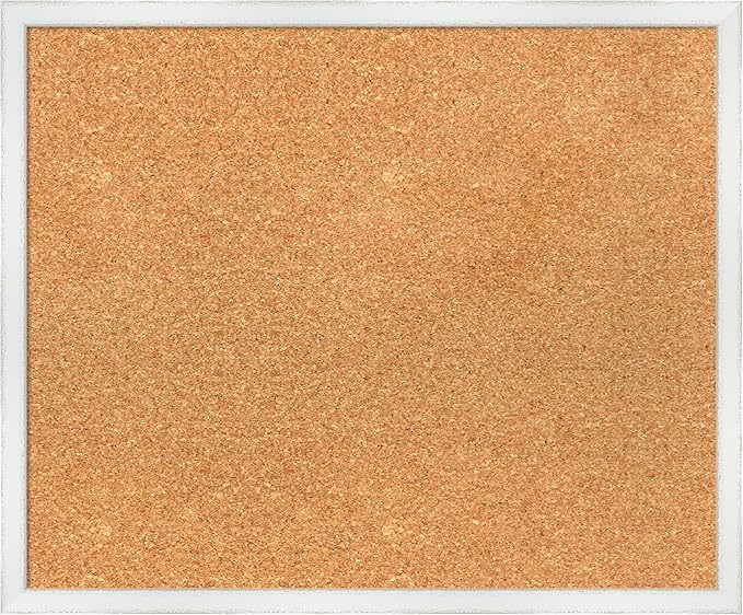 Amanti Art Natural Cork Board for Wall, 19x23 Vision Board with White Frame, Medium Corkboard Office Decor for Home Organization, Country Rustic Corkboard Pinboard to Display Items for Home