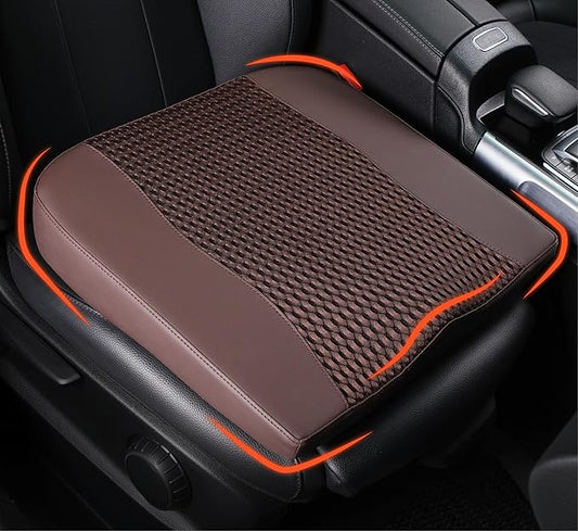 Car Seat Cushion, Comfort Memory Foam Car Cushions for Driving - Sciatica & Lower Back Pain Relief, Driver Seat Pillow for Auto, Office Chair, Wheelchair - 4D Mesh Brown