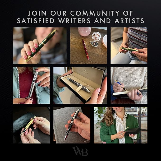 Wordsworth & Black Majesti Fountain Pen-(Black Chrome), Luxury Case, Stainless Steel; Medium Nib- Ink Cartridges, Refillable Ink Converter-Calligraphy Pen-Best Business Gift Set for Men & Women