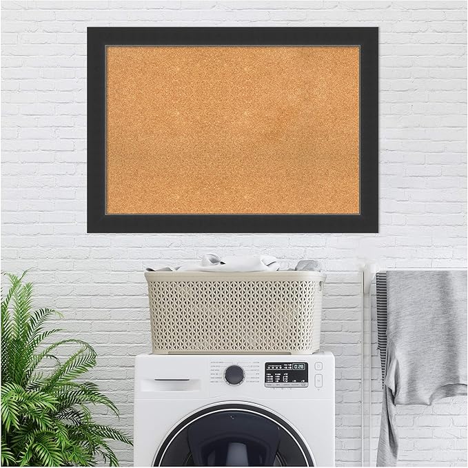 Amanti Art Natural Cork Board for Wall, 29x41 Vision Board with Black Wood Frame, Large Corkboard Office Decor for Home Organization, Modern Contemporary Corkboard Pinboard to display items for home