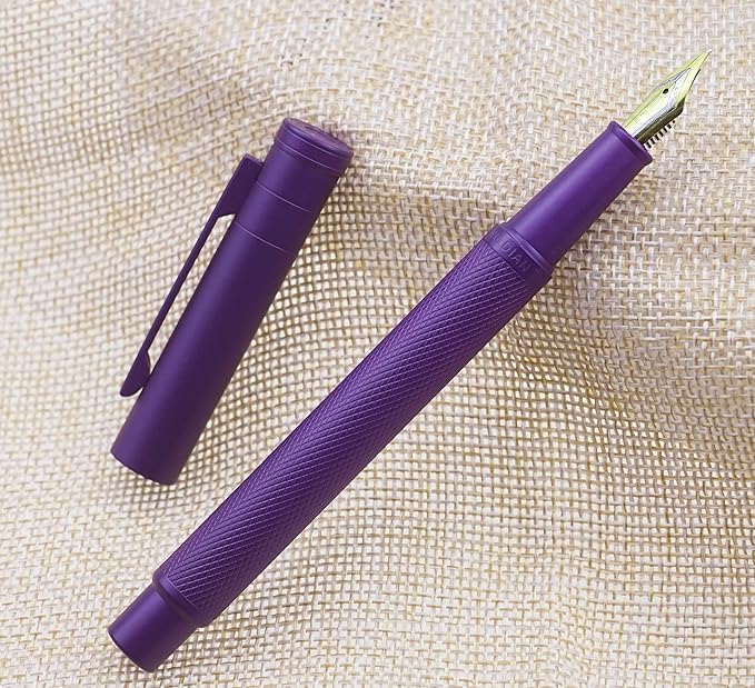 Asvine Purple Forest Fountain Pen Extra Fine Nib Classic Design with Converter and Metal Pen Case Set
