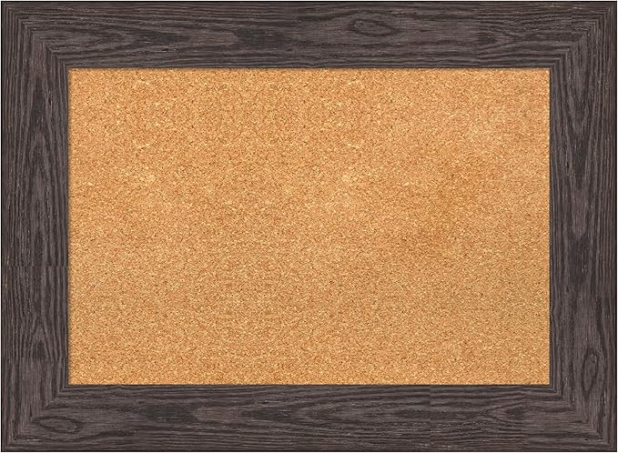 Amanti Art Natural Cork Board for Wall, 22x30 Vision Board with Black Wood Frame, Medium Corkboard Office Decor for Home Organization, Country Rustic Corkboard Pinboard to Display Items for Home