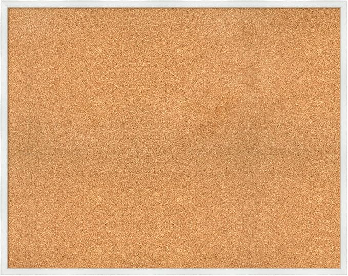 Amanti Art Natural Cork Board for Wall, 31x39 Vision Board with White Frame, X-Large Corkboard Office Decor for Home Organization, Country Rustic Corkboard Pinboard to Display Items for Home