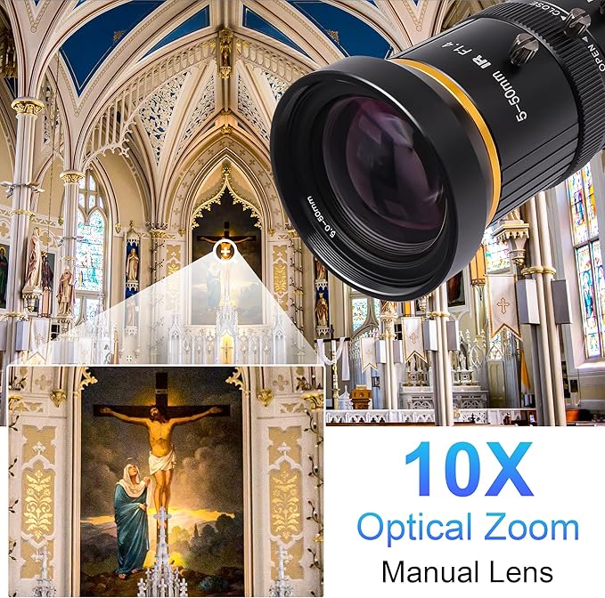 SVPRO HDMI Camera 4K USB Camera HD Streaming Webcam with 5-50mm Telephoto Zoom Manual Lens Industrial Camera CS Mount 10X Optical Zoom Camera for PC Computer,Laptop,Monitor,TV