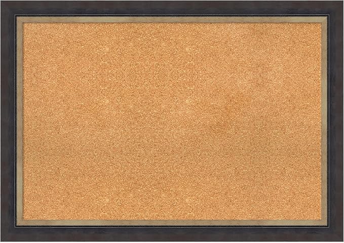 Amanti Art Natural Cork Board for Wall, 29x41 Vision Board with Black Wood Frame, Large Corkboard Office Decor for Home Organization, Casual Corkboard Pinboard to display items for home organization