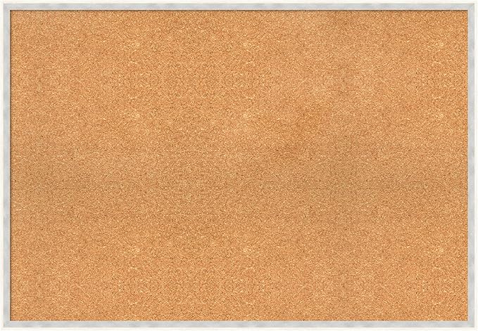 Amanti Art Natural Cork Board for Wall, 27x39 Vision Board with White Frame, Large Corkboard Office Decor for Home Organization, Modern Corkboard Pinboard to Display Items for Home Organization in
