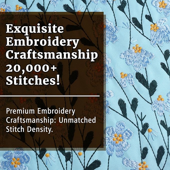 LParkin Daisy Flower Embroidery Book Sleeve with Zipper for Readers Protector Cover Gift for Book Lovers, 11x 8.5 Inch Washable Fabric, Daisy Blue
