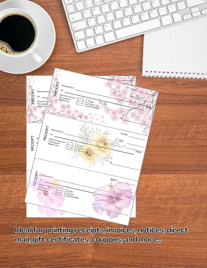 Limited Papers (TM) 8.5x11 Perforated Paper, 20/50 Pound, 75 GSM, Variety of Perforation Sizes and Colors, for Forms, Tickets, Postcards. (Blue, 3 up - horizontal 3 2/3" and 7 1/3" from bottom)