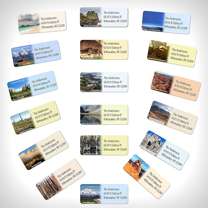 Customized Personalized Address Labels - Made in The USA by Kenco (500 Labels, National Parks)