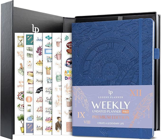 Legend Planner PRO Premium – Large Undated Weekly, Monthly & Budget Planner with Habit Tracker – Life Organizer for Time & Task Management, Goal Setting & Productivity – A4 Size (MysticBlue, NewCover)