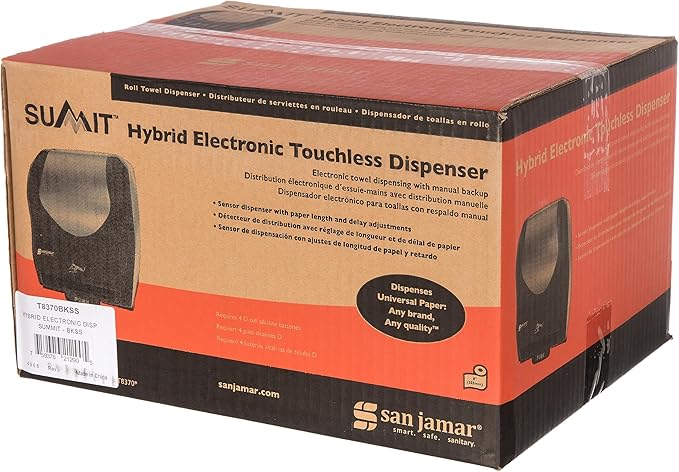 San Jamar Summit Paper Towel Dispenser Hybrid Dispenser for Bathroom, Kitchens, and Restaurants, Plastic, 10.25 x 16.75 x 13.25 Inches, Black