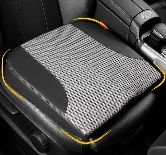 Car Seat Cushion, Comfortable Memory Foam Seat Pillow for Driving, Sciatica-Back Pain Relief, Cushion for Car-Truck, Office, Wheelchair - Black&Gray
