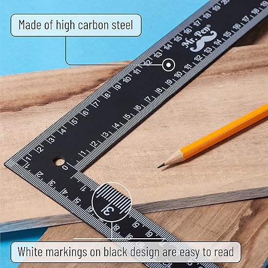 Mr. Pen- Carpenter Square, Framing Square, 8 inch x 12 inch , Carpenters Square , Right Angle Ruler, Framing Tools, L Shape Ruler, Metal Square, Steel Square
