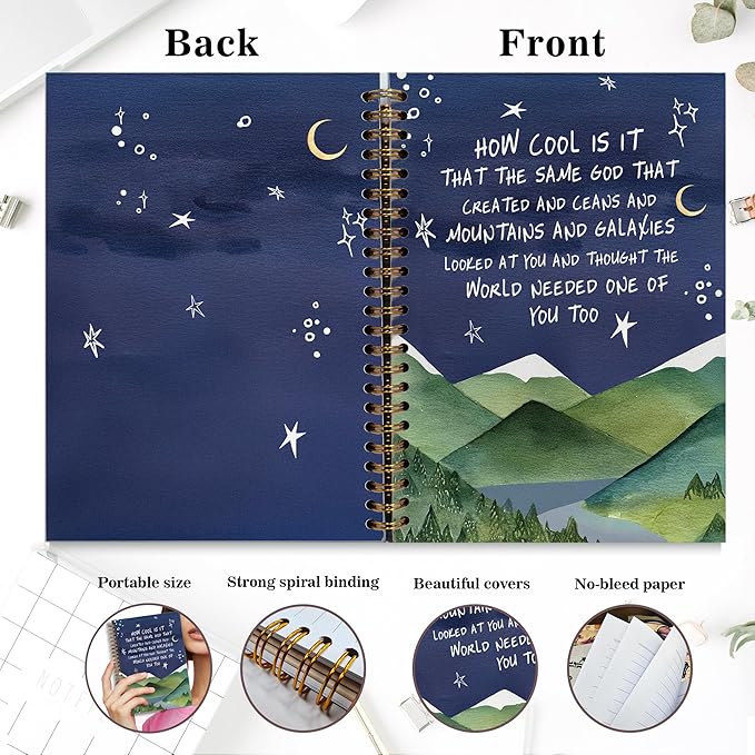 Bible Journal, A5 Spiral Christian Bible Journal Notebook, How Cool Is It That the Same God, Inspirational Bible Verse Gift for Women Men Birthday Christmas, Office Supplies, Bible Study (Blue-moon)