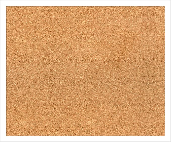Amanti Art Natural Cork Board for Wall, 19x23 Vision Board with White Frame, Medium Corkboard Office Decor for Home Organization, Modern Corkboard Pinboard to Display Items for Home Organization in