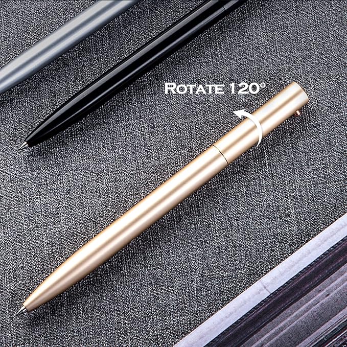 DUNBONG Retractable Metal Gel Pen, 0.5mm Medium Point Ballpoint Pens, Black Gel Ink (Blue)