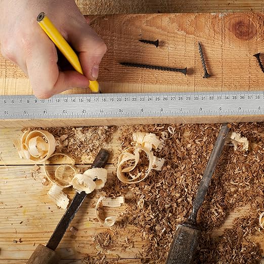 Metal Ruler Set [6+12+18 Inch] – Stainless Steel Rulers with Cork Backing, Non-Slip Measuring Tools with Inch & Centimeter Markings, Drafting and Office Use, Prevents Ink Leakage