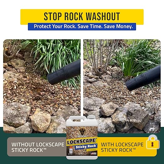 Lockscape Sticky Rock or Sticky Mulch Glue for Landscaping with Sprayer 1 Gallon, Max Rock Glue for Landscape & PetraTools HD101 Bundle, Lockdown Gravel or Mulch for Landscaping Hold (Stone)