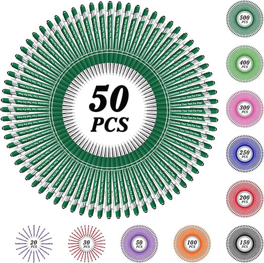 Max 500 Pcs Personalized Pens Bulk, Custom Pens with Free Engraving, Customized Stylus Tip Ballpoint Pen with Your Name Massage Text for School Office Business Graduation Anniversaries-50 Packs