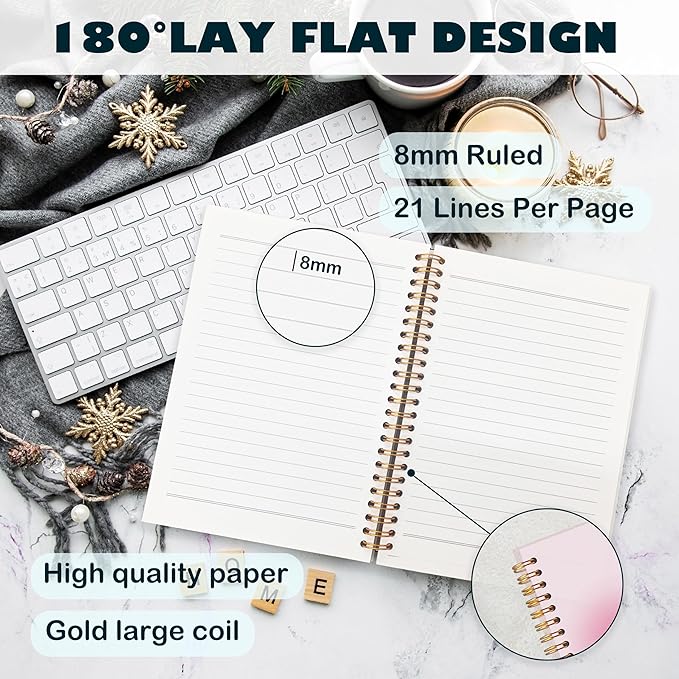 BearCake Preppy Positive Pink Trust the Process Notebook Journal for Women,Y2K Notebook Journal,Aesthetic Spiral Notebook,Hardcover 5.5x8.3