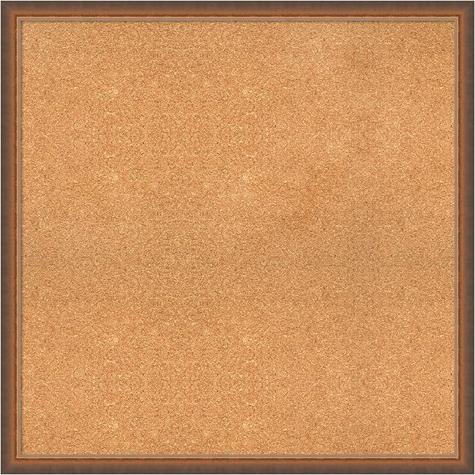Amanti Art Natural Cork Board for Wall, 32x32 Vision Board with Bronze Frame, Large Corkboard Office Decor for Home Organization, Modern Corkboard Pinboard to Display Items for Home Organization in
