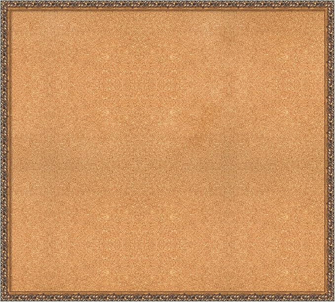 Amanti Art Natural Cork Board for Wall, 36x40 Vision Board with Bronze Frame, Oversize Corkboard Office Decor for Home Organization, Traditional Corkboard Pinboard to Display Items for Home