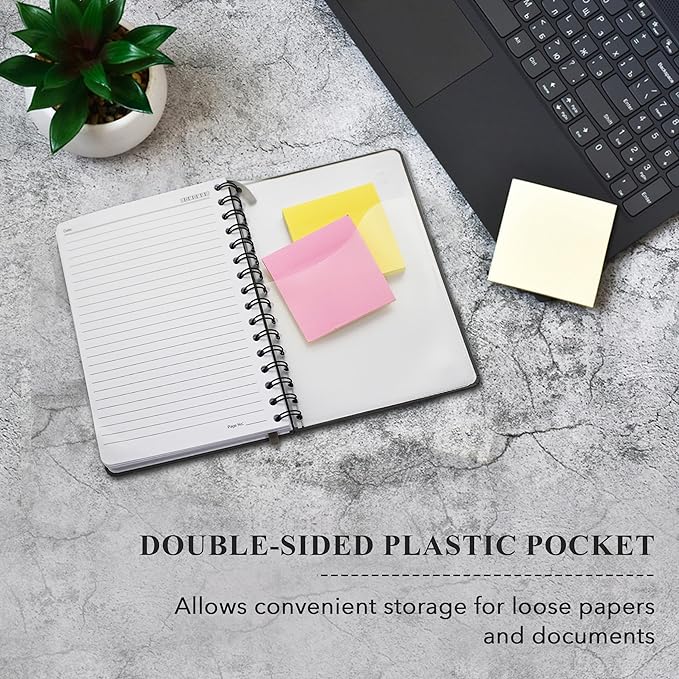 Lined Spiral Journal Notebook For Women & Men - Hardcover A5 Journal 170 Pages, Notebook for Work & Note Taking College Ruled Notebook - Beige