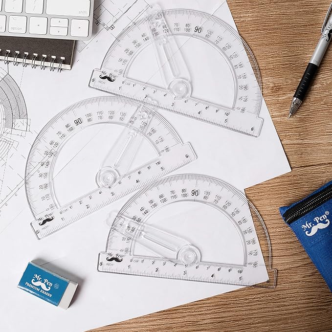 Mr. Pen- Protractor, 6 Inches Protractor with Swing Arm, Pack of 3