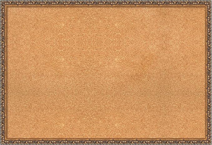 Amanti Art Natural Cork Board for Wall, 26x38 Vision Board with Bronze Frame, Large Corkboard Office Decor for Home Organization, Traditional Corkboard Pinboard to Display Items for Home Organization