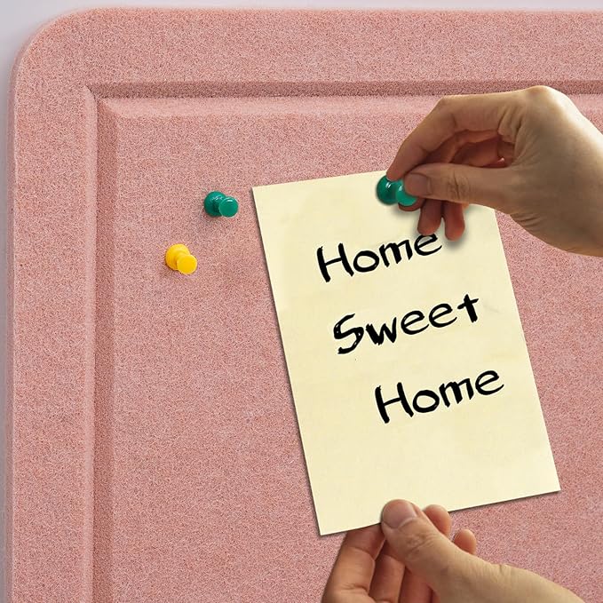 Large Bulletin Board - 48 X 36 inches Decorative Felt Pin Board - 4' x 3' Cork Board Alternative for Wall - Foldable Photo Board Self-Adhesive Vision Board Prayer Board with 30 Pushpins - Pink