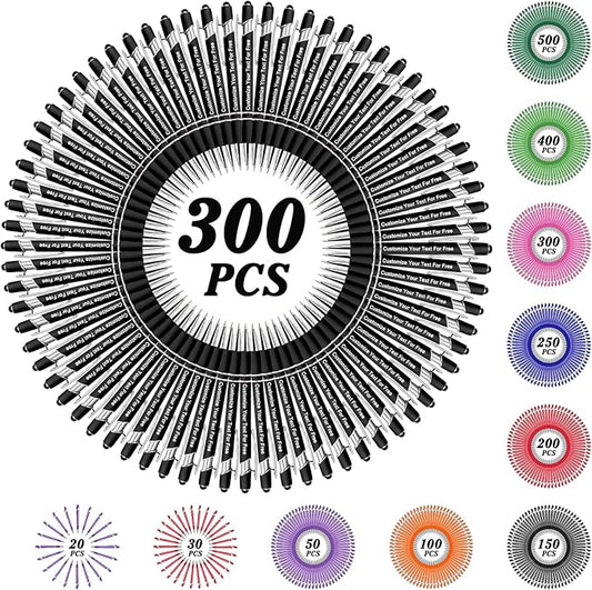 Max 500 Pcs Personalized Pens Bulk, Custom Pens with Free Engraving, Customized Stylus Tip Ballpoint Pen with Your Name Massage Text for School Office Business Graduation Anniversaries-300 Packs