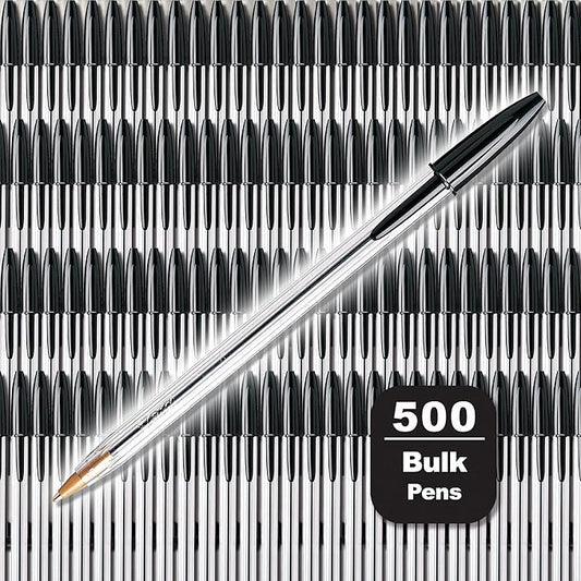 BIC Cristal Xtra Smooth Black Ballpoint Pens, Medium Point (1.0mm), 500-Count Box, Extra Smooth and Reliable Ballpoint Pens