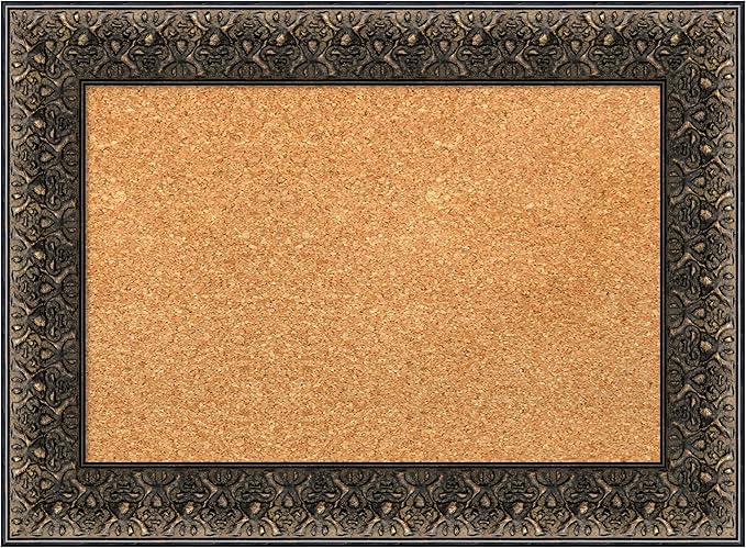 Amanti Art Natural Cork Board for Wall, 17x23 Vision Board with Black Wood Frame, Small Corkboard Office Decor for Home Organization, Traditional Corkboard Pinboard to Display Items for Home