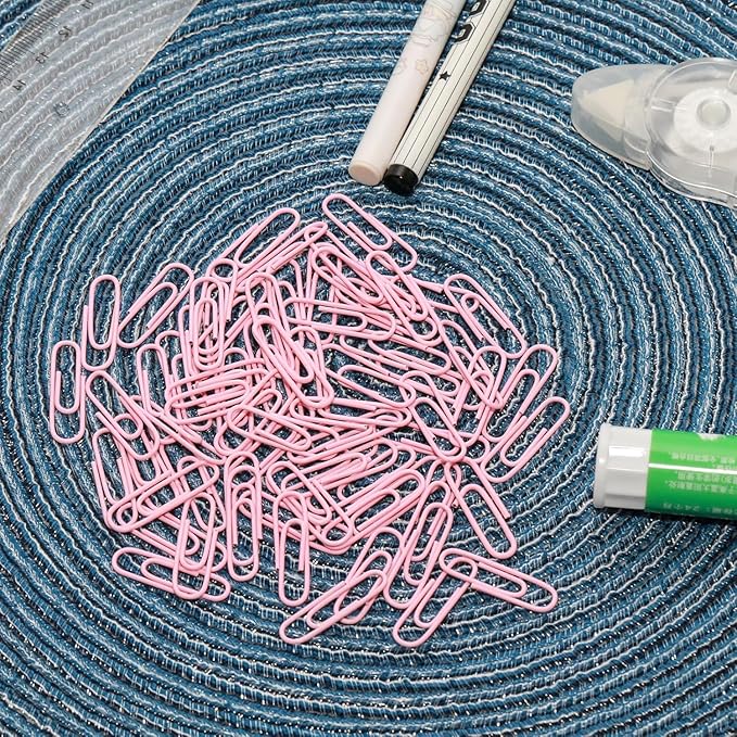 Macaron Colored Paper Clips, 1.1" Medium Paper Clip（28mm, 600pcs Paperclips for Office Supplies and Organization (Pink)