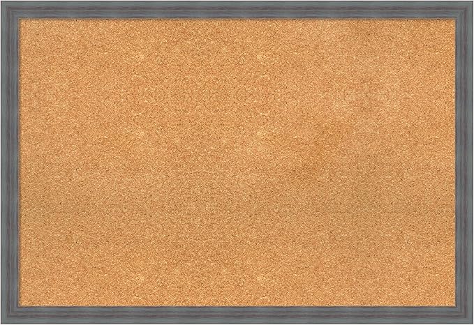 Amanti Art Natural Cork Board for Wall, 26x38 Vision Board with Blue Wood Frame, Large Corkboard Office Decor for Home Organization, Rustic Farmhouse Corkboard Pinboard to display items for home