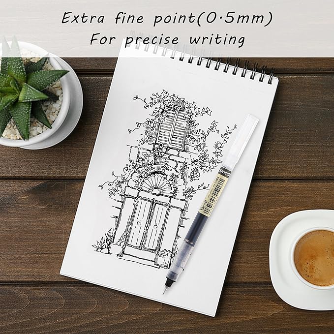 RIANCY Liquid Ink Rollerball Gel Pens, 0.5mm Extra Fine Point Tip, 24ct Assorted Colors, Smooth Writing No Smear No Bleed, Vibrant for Journaling, Drawing, Sketching, School Notes & Art Supplies