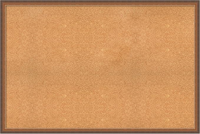 Amanti Art Natural Cork Board for Wall, 32x48 Vision Board with Bronze Frame, Oversize Corkboard Office Decor for Home Organization, Modern Corkboard Pinboard to Display Items for Home Organization