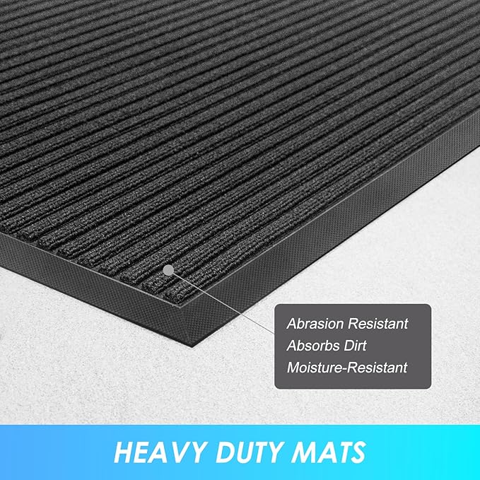 Vicwe Front Door Mat Indoor Outdoor Entrance, 71"x48" Heavy Duty Non-Slip Rubber Doormats, Low Profile,Easy Clean Entryway Floor Mats for Outside, Porch, Patios,Black